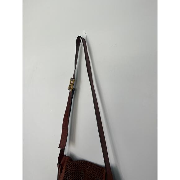 Chloe‎ Crossbody Bag Women Brown Perforated Leather Saddle Flap - Picture 10 of 11